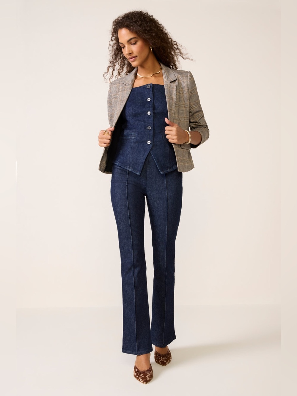 Spanx Jeans Womens Large Micro Flare Invisible Waistband Pull on Stretch New